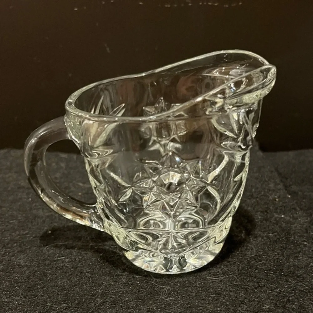 Vintage Anchor Hocking Prescut Clear Star of David pattern creamer pitcher